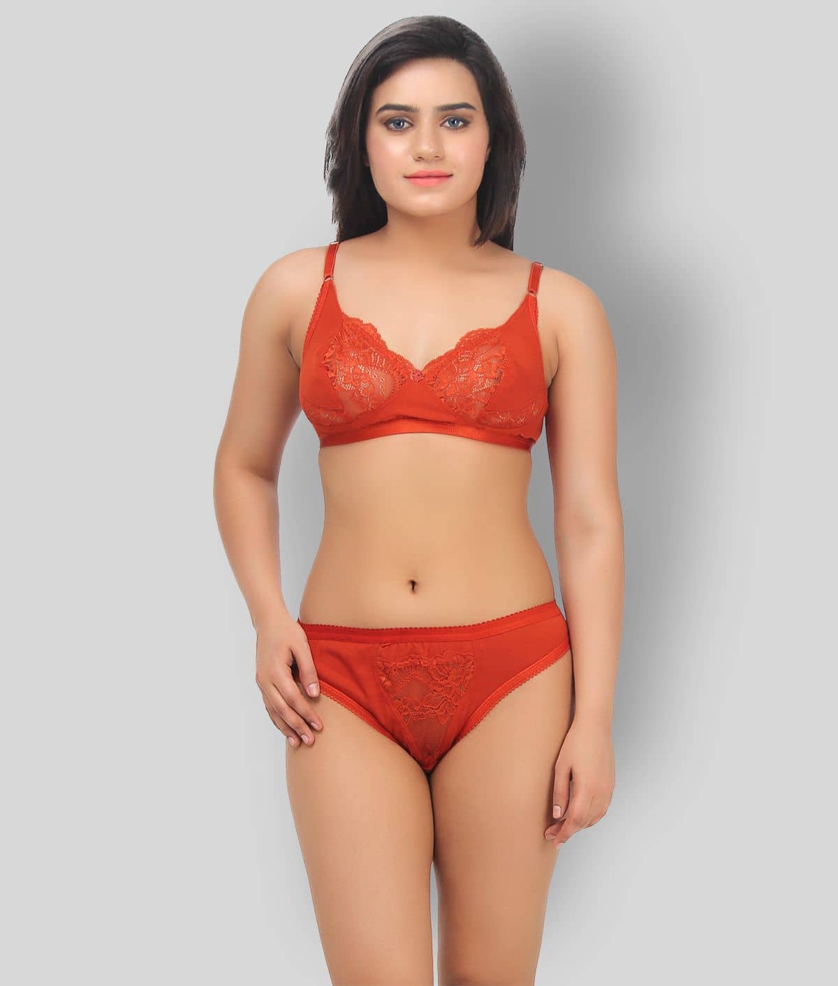 TCG - Orange Lace Women's Maternity Bra & Panty Set ( Pack of 1 )