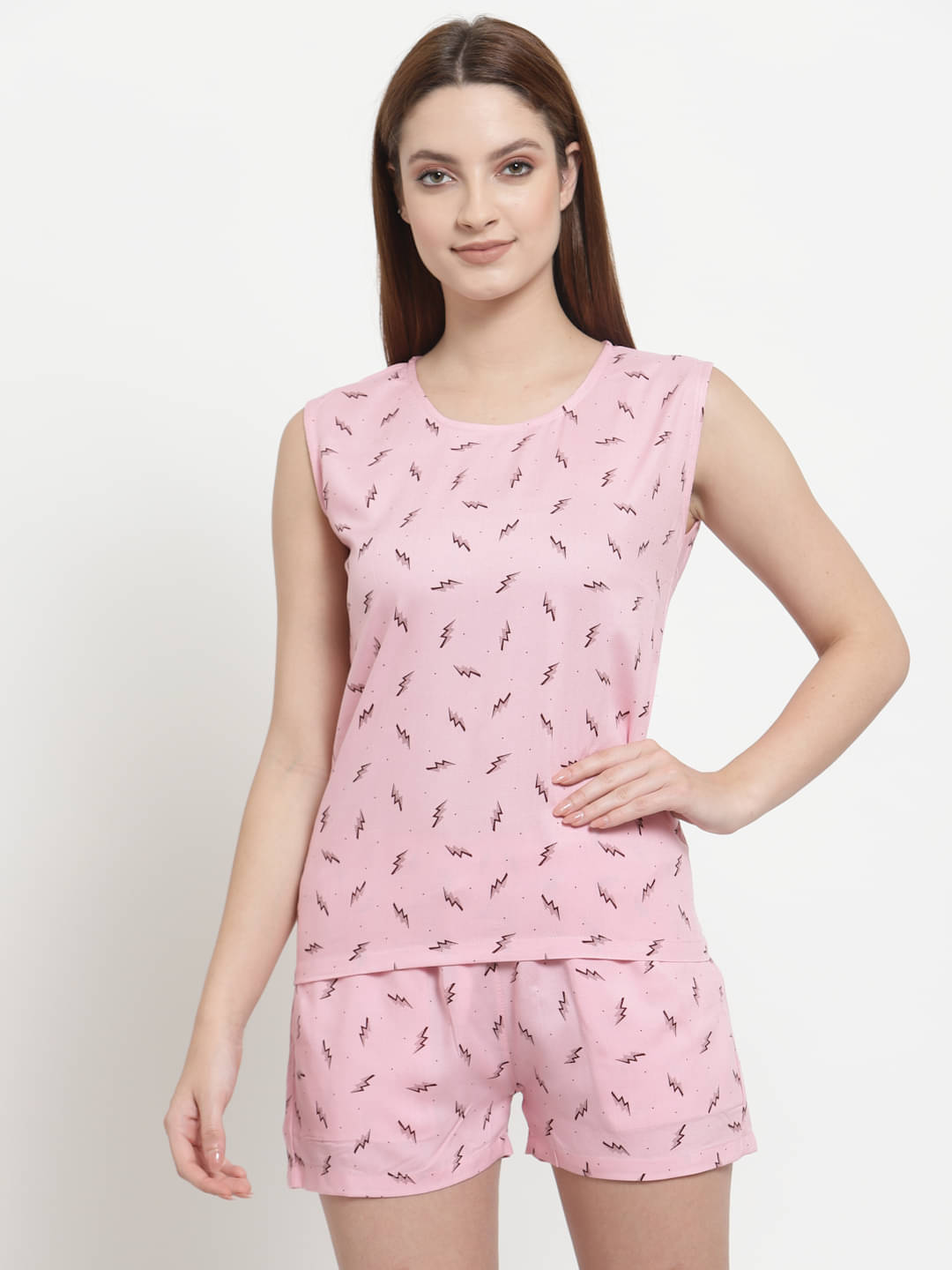 Uzarus - Pink Cotton Blend Women's Nightwear Nightsuit Sets ( Pack of 1 )     			Uzarus - Pink Cotton Blend Women's Nightwear Nightsuit Sets ( Pack of 1 )