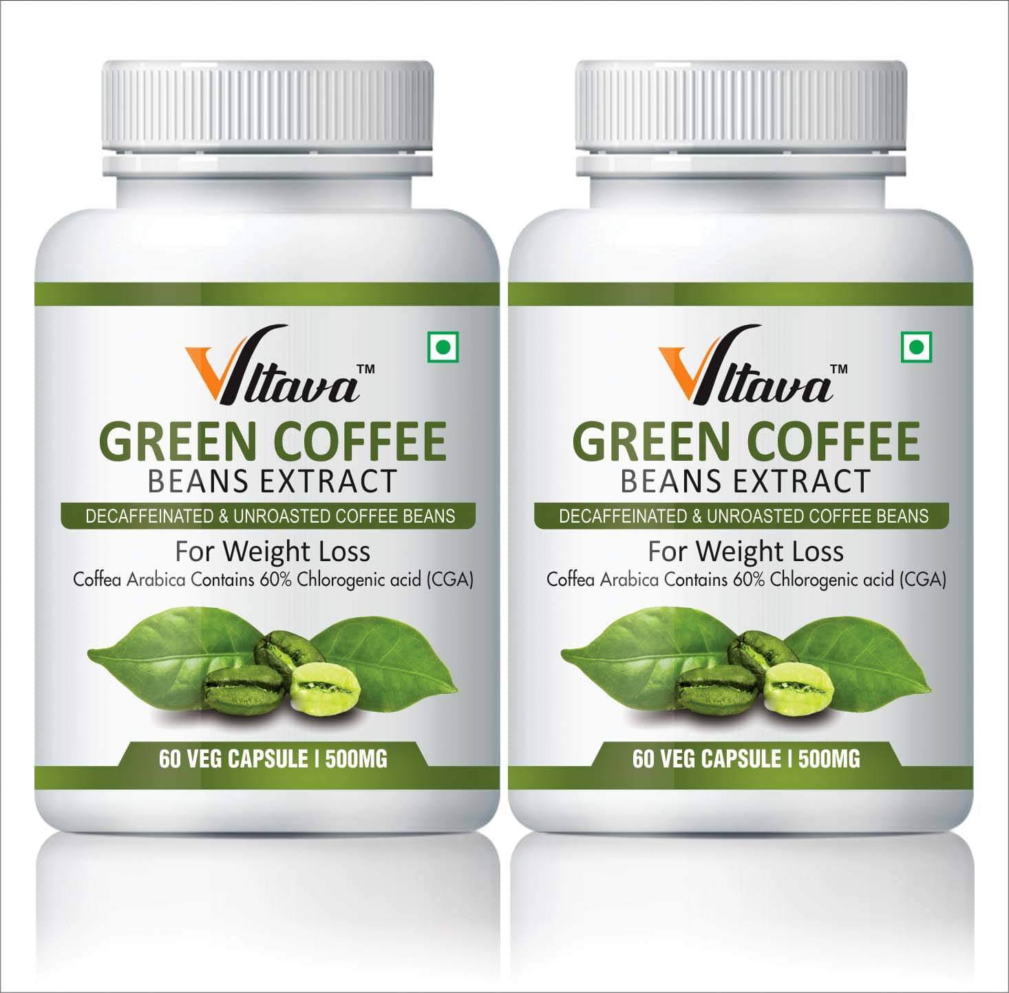     			Vltava Green Coffee Extract Weight Loss Capsule 120 gm Unflavoured Pack of 2