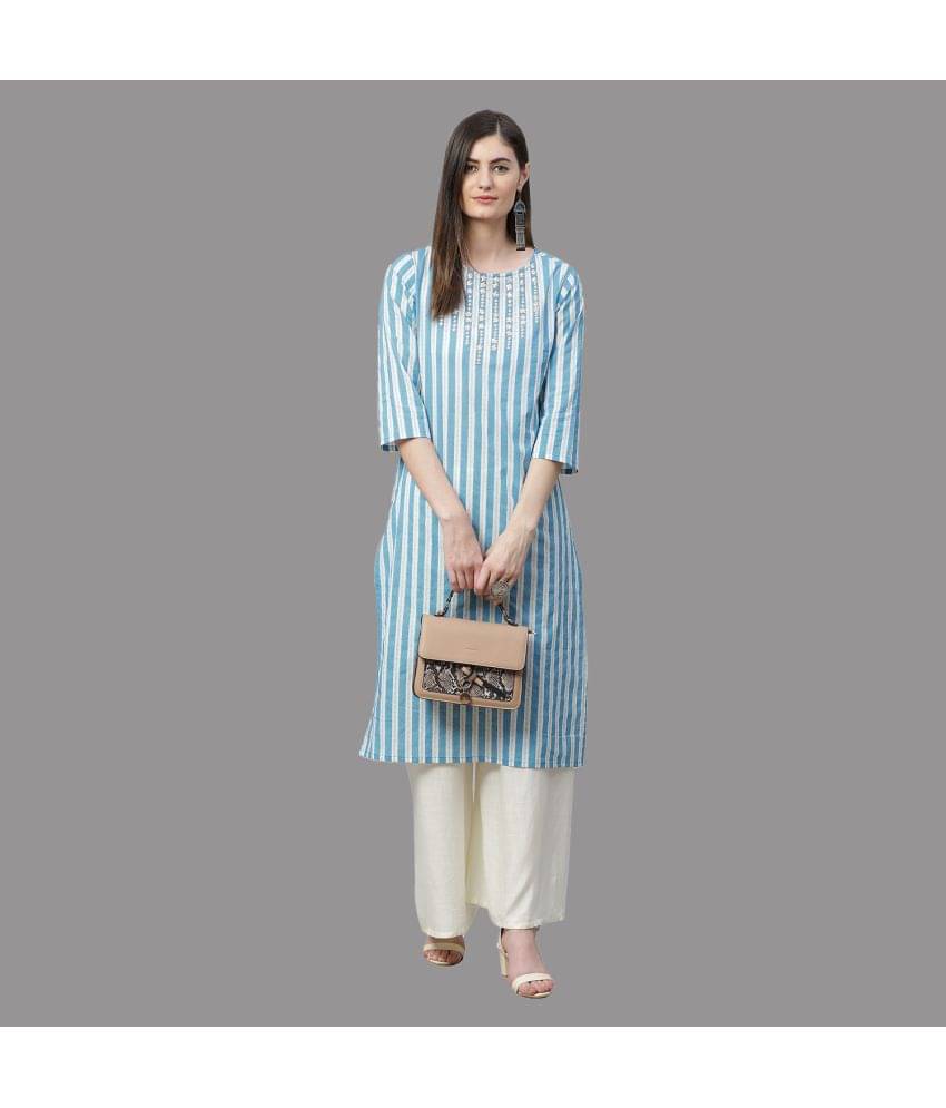 Yash Gallery - Blue Cotton Women's Straight Kurti ( Pack of 1 )     			Yash Gallery - Blue Cotton Women's Straight Kurti ( Pack of 1 )