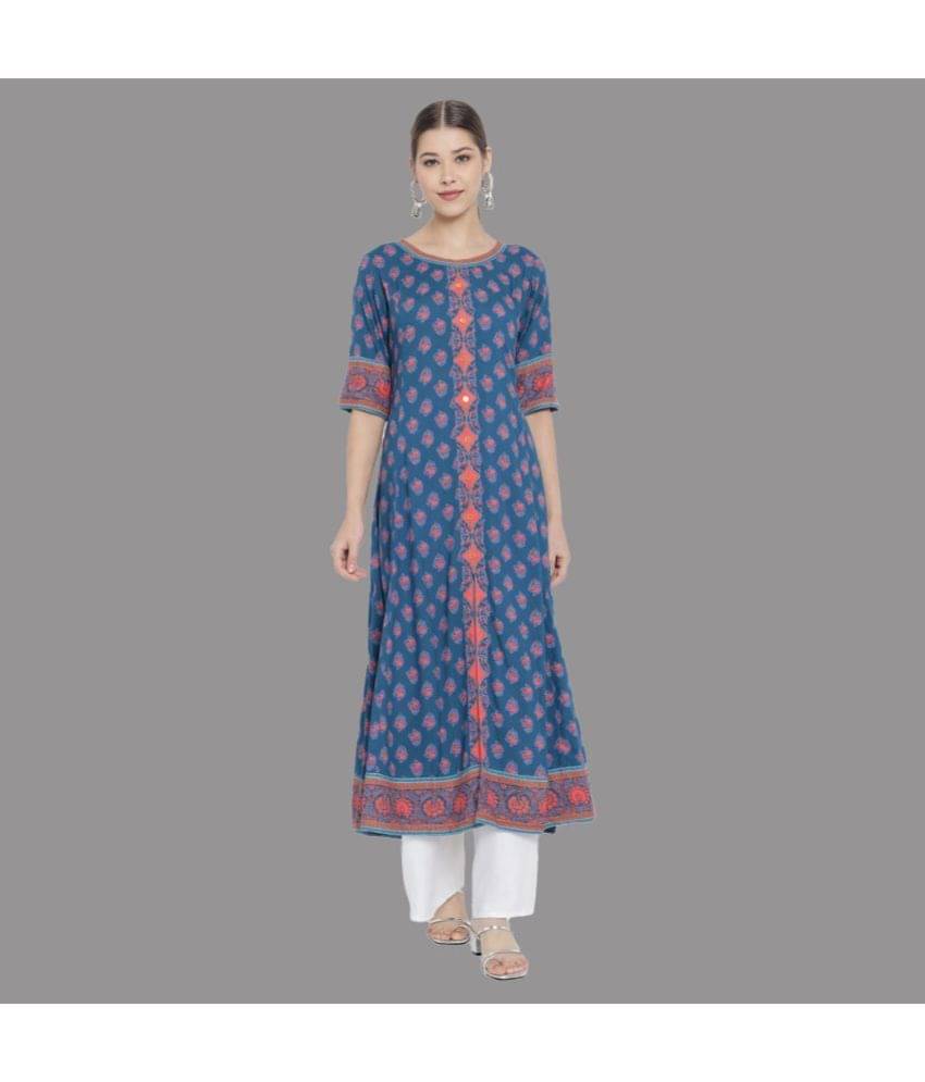     			Yash Gallery - Blue Rayon Women's Flared Kurti ( Pack of 1 )