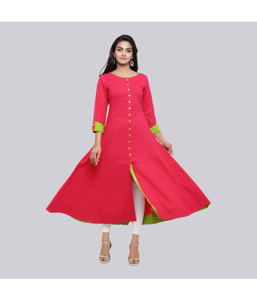 Yash Gallery - Pink Cotton Women's Front Slit Kurti ( Pack of 1 ) - Kurtis, Tunics | Buy online on ZillyBuy