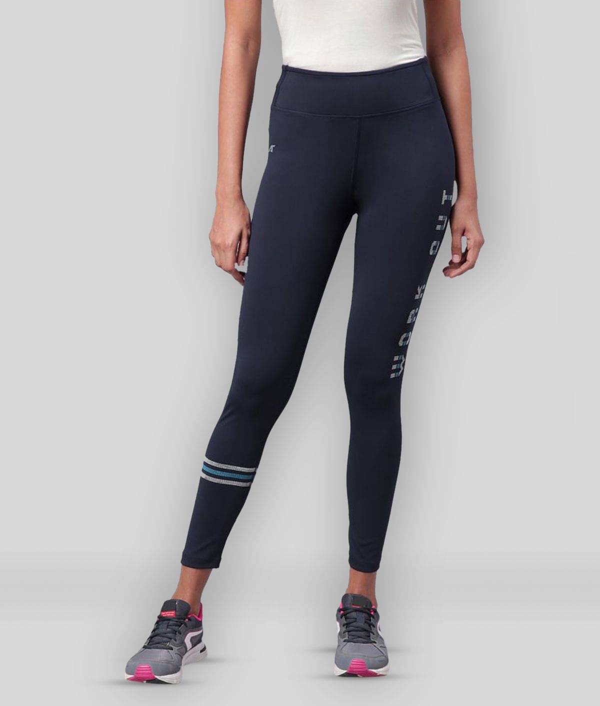     			Alcis Blue Polyester Solid Tights