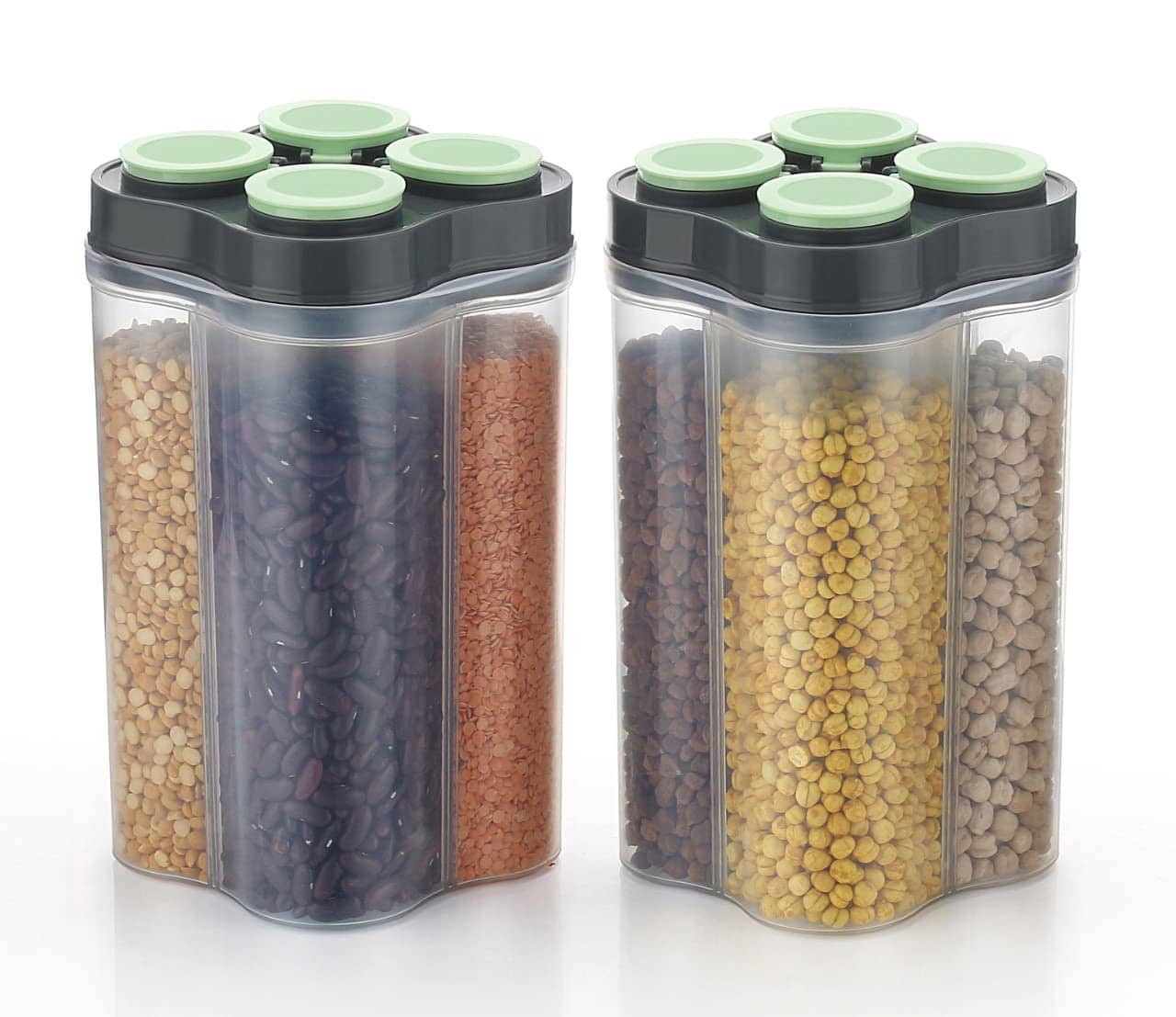 Analog Kitchenware Dal/Pulse/Grocery Polyproplene Green Food Container ( Set of 2 )
