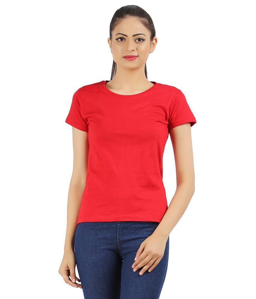 Ap'pulse Women's Cotton Blend Regular Top ( Red )     			Ap'pulse Women's Cotton Blend Regular Top ( Red )