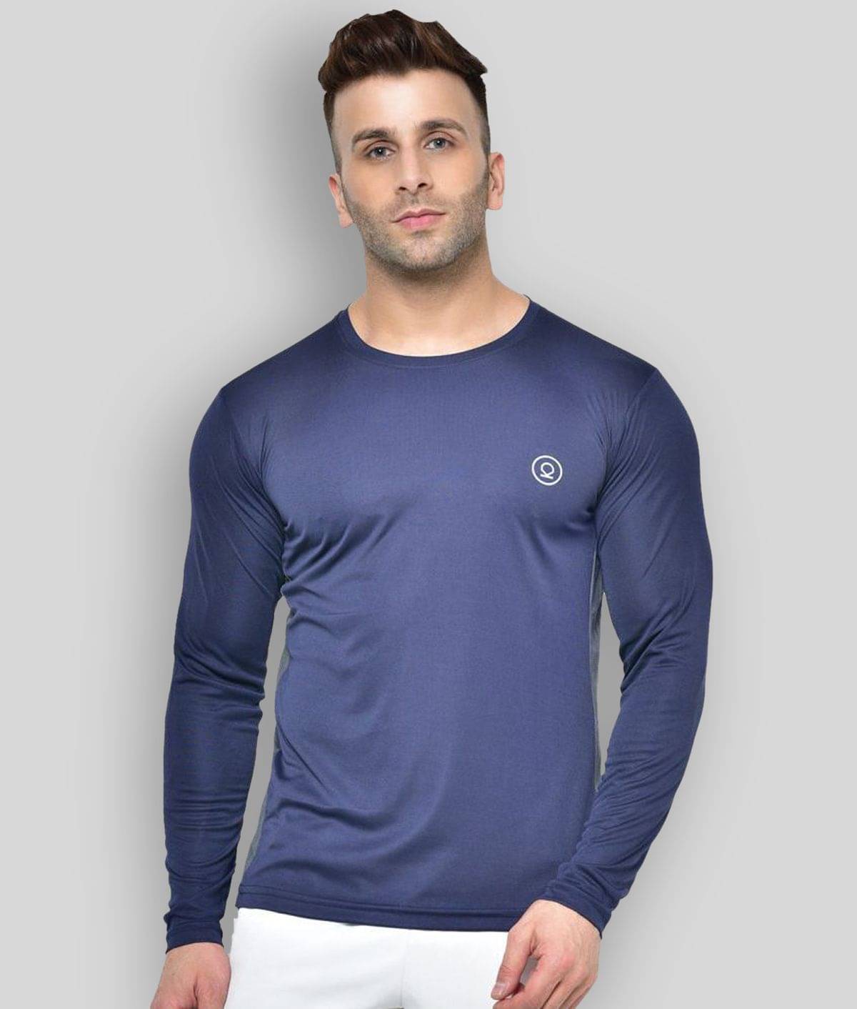 Chkokko - Polyester Regular Fit Navy Blue Men's Sports T-Shirt ( Pack of 1 ) Chkokko - Polyester Regular Fit Navy Blue Men's Sports T-Shirt ( Pack of 1 )