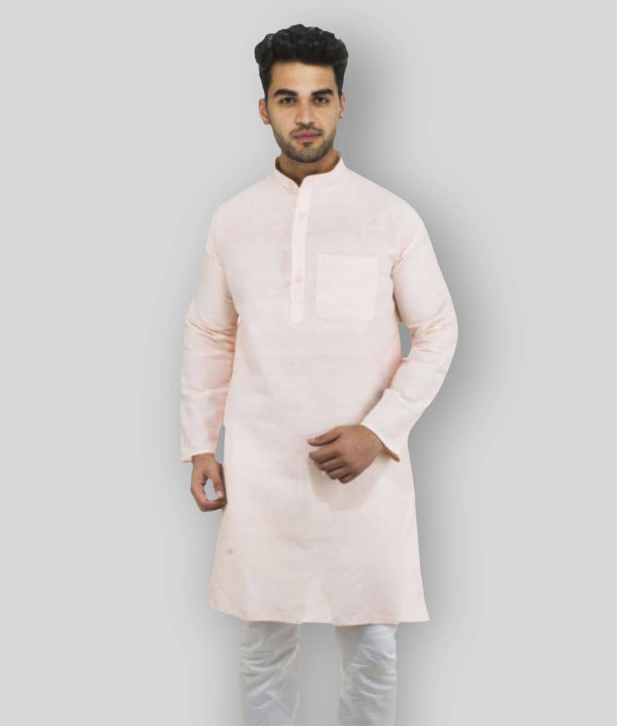 DESHBANDHU DBK Peach 100 Percent Cotton Kurta Single - Kurtas & Kurta Sets | Buy online on ZillyBuy