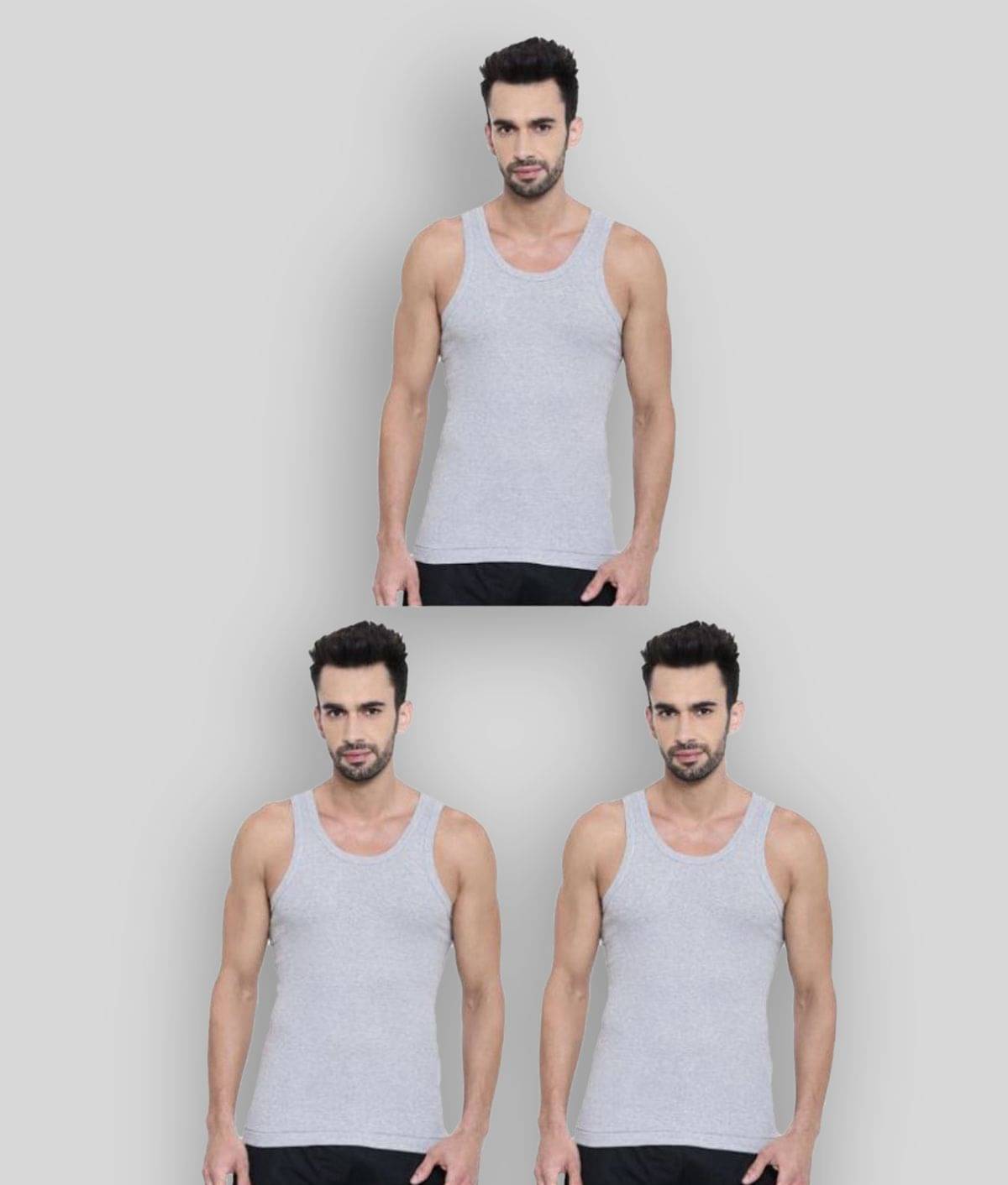     			Dixcy Scott - Grey Cotton Men's Vest ( Pack of 3 )