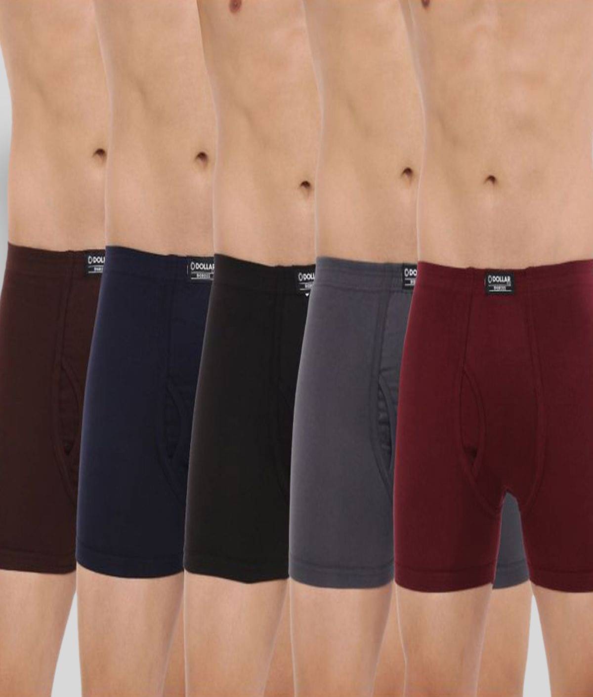     			Dollar Bigboss Men's Pack of 5 Solid Combed Cotton Trunk With Plush-Backed Waistband (Colour May Vary)