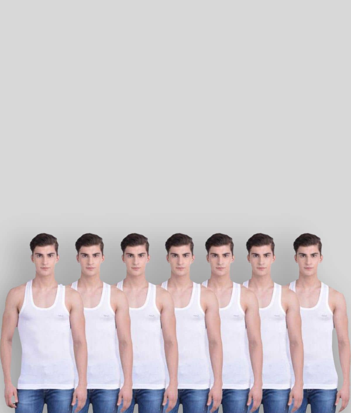Pack of 7 Dollar Bigboss - White Cotton Blend Men's Vest - Nightwear & Loungewear | Buy online on ZillyBuy