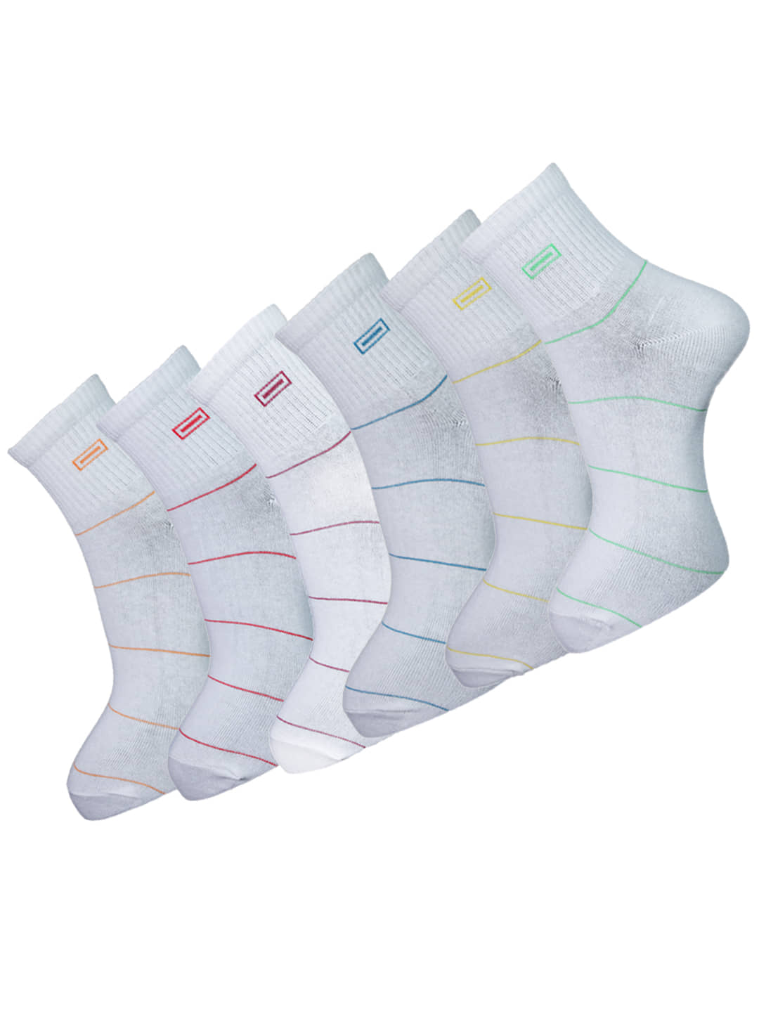 Dollar - Cotton Blend Men's Striped White Ankle Length Socks ( Pack of 6 ) - Socks | Buy online on ZillyBuy