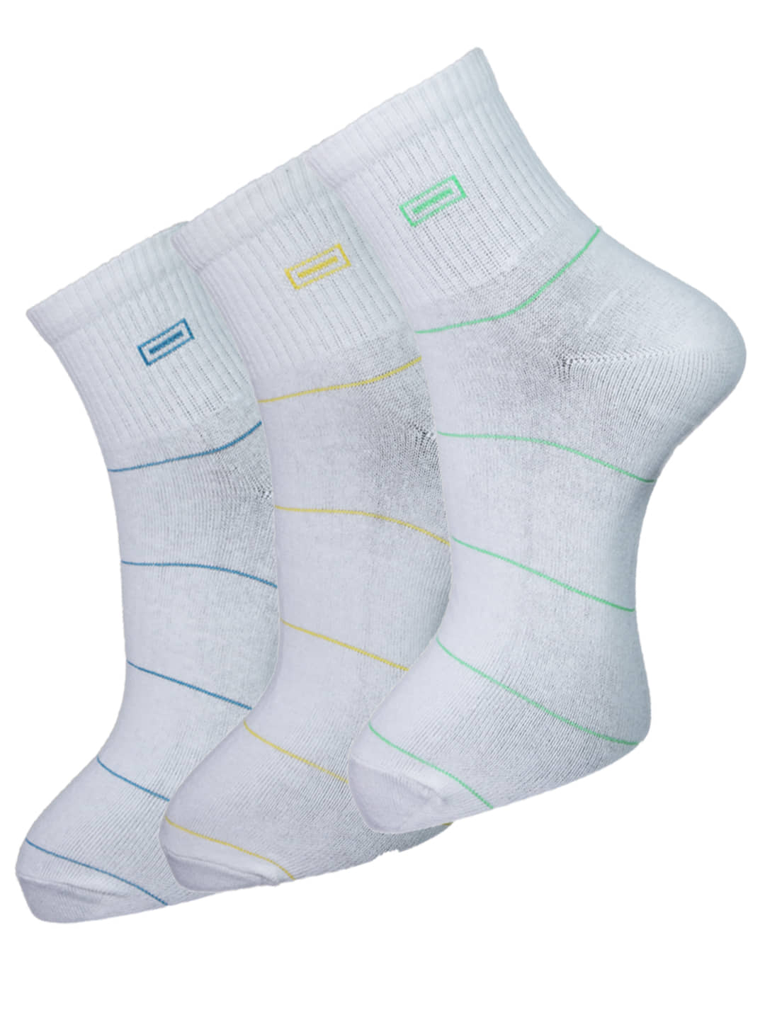 Dollar - Cotton Blend Men's Striped White Ankle Length Socks ( Pack of 3 ) - Socks | Buy online on ZillyBuy
