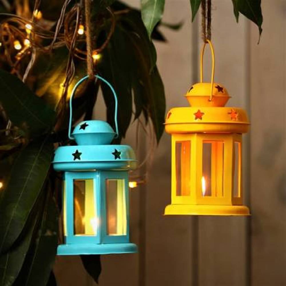 Urban hemlet Multicolour Table Top and Hanging Iron Tea Light Holder - Pack of 2 Urban hemlet Multicolour Table Top and Hanging Iron Tea Light Holder - Pack of 2