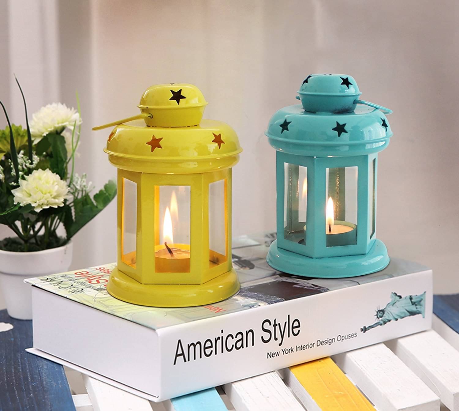     			Urban hemlet Multicolour Table Top and Hanging Iron Tea Light Holder - Pack of 2