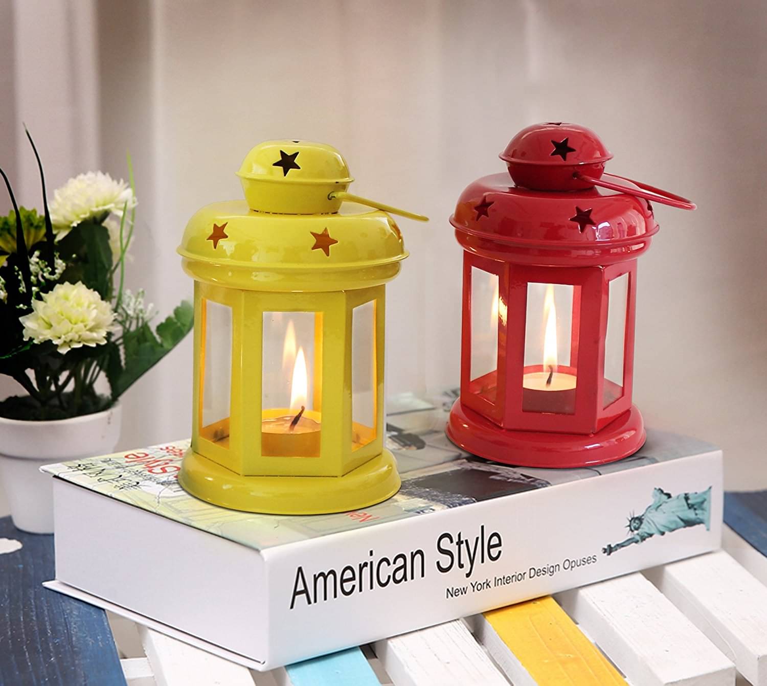 Urban hemlet Multicolour Table Top and Hanging Iron Tea Light Holder - Pack of 2 Urban hemlet Multicolour Table Top and Hanging Iron Tea Light Holder - Pack of 2