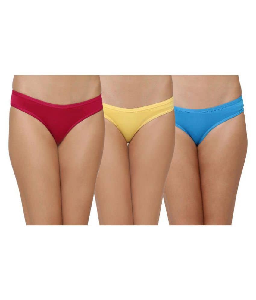 Leading Lady Pack of 3 Cotton Women's Thongs ( Multi Color )