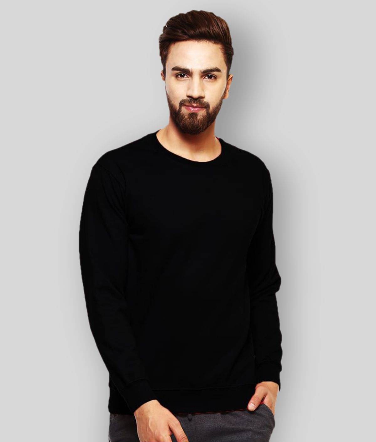 Leotude Fleece Round Neck Men's Sweatshirt - Black ( Pack of 1 )     			Leotude Fleece Round Neck Men's Sweatshirt - Black ( Pack of 1 )