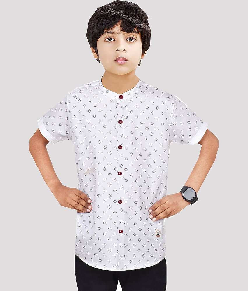 Made In The Shade Pack of 1 Boys 100% Cotton Half Sleeves Shirt ( White )