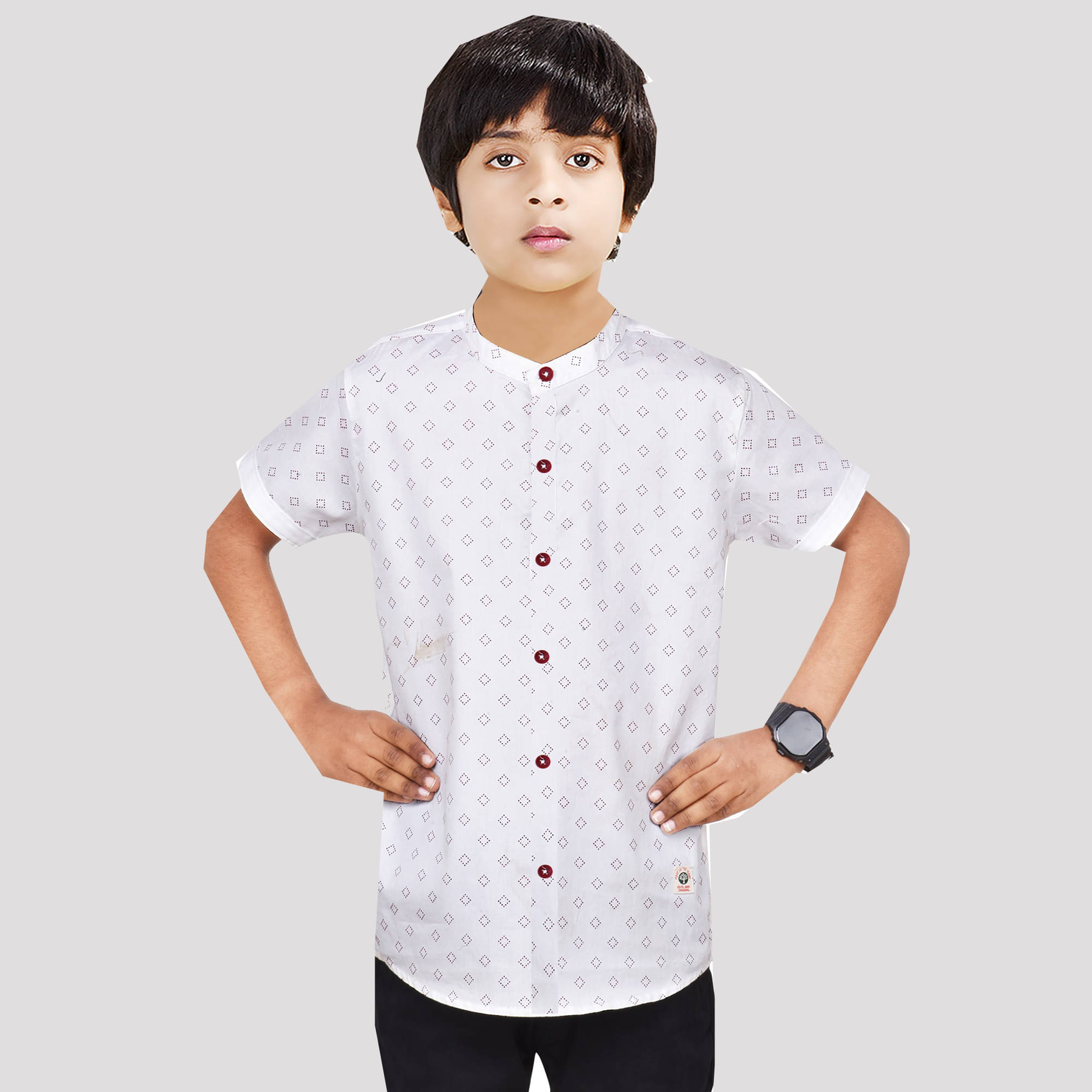     			Made In The Shade Pack of 1 Boys 100% Cotton Half Sleeves Shirt ( White )