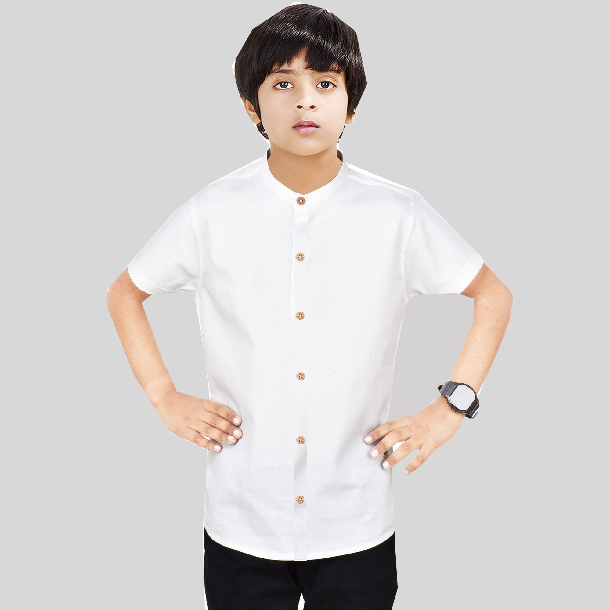 Made In The Shade Pack of 1 Boys 100% Cotton Half Sleeves Shirt ( White )