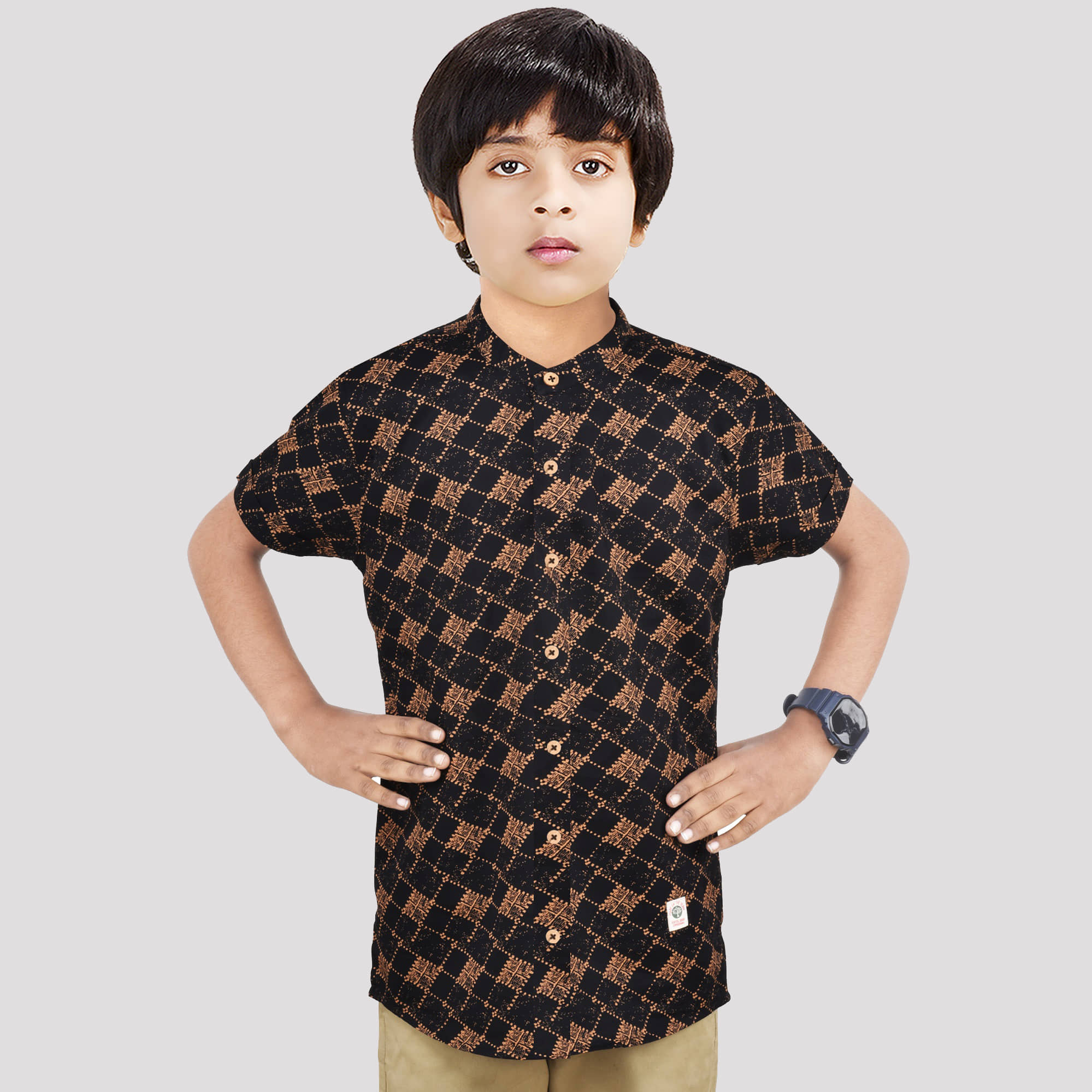 Made In The Shade Pack of 1 Boys 100% Cotton Shirt ( Black )