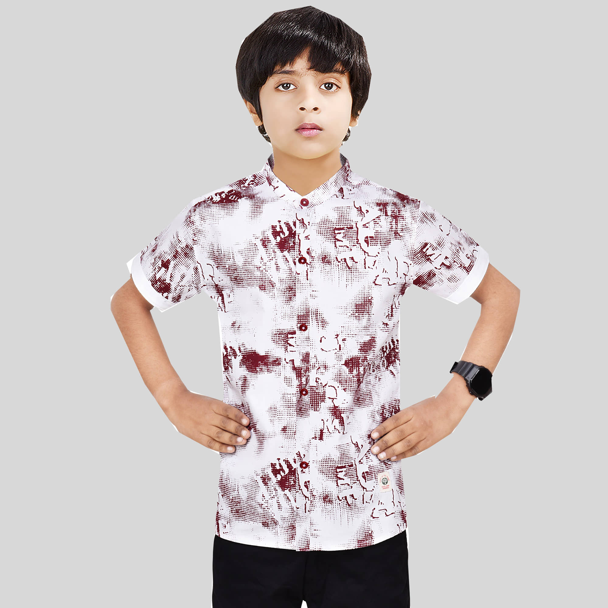 Made In The Shade Pack of 1 Boys 100% Cotton Half Sleeves Shirt ( Maroon )