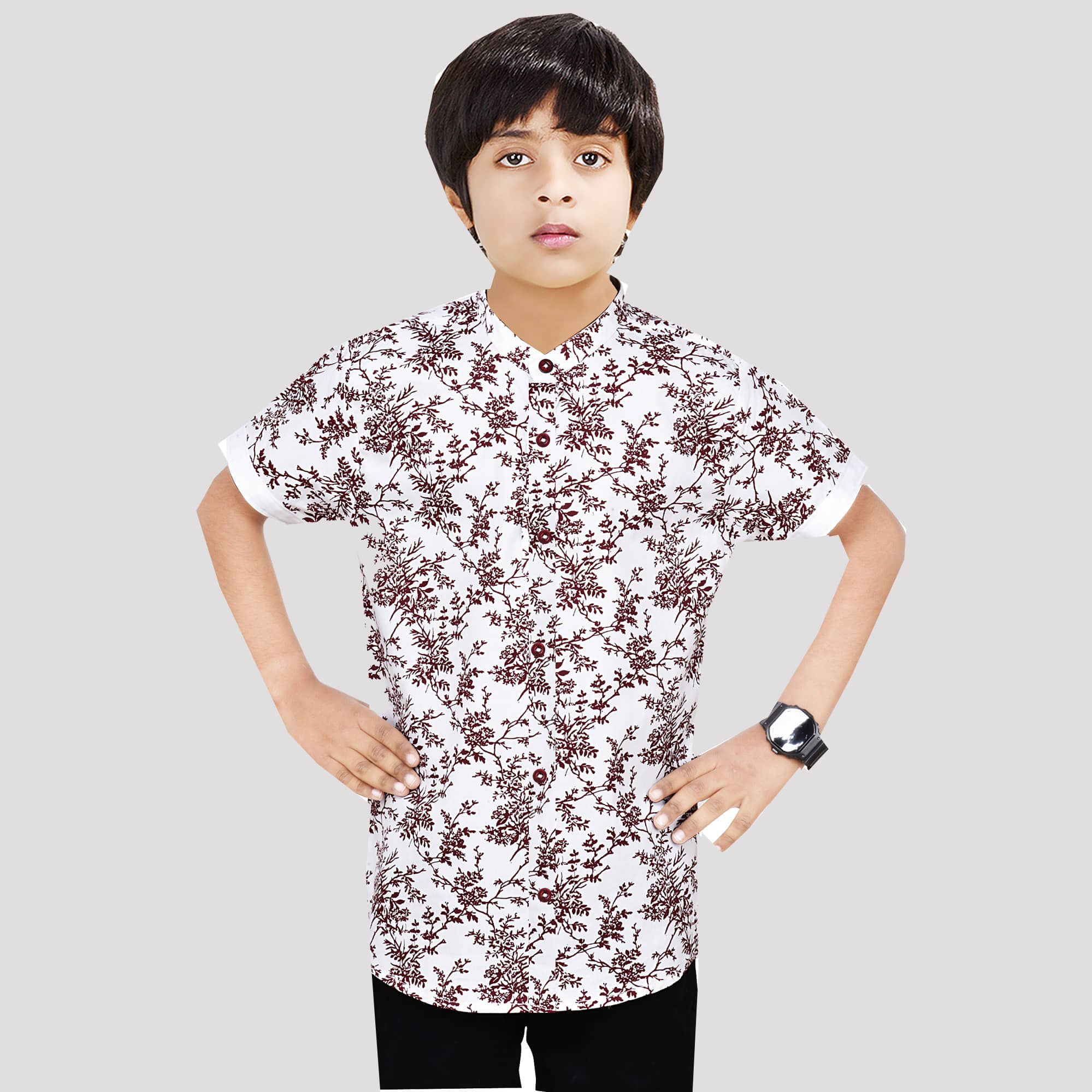 Made In The Shade Pack of 1 Boys 100% Cotton Half Sleeves Shirt ( Maroon )