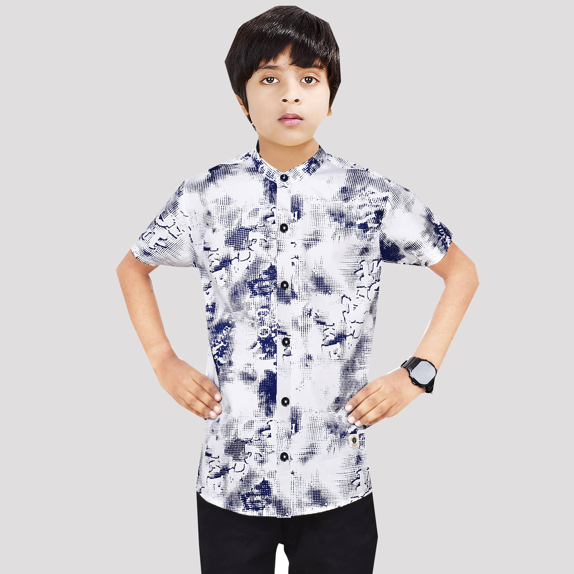     			Made In The Shade Pack of 1 Boys 100% Cotton Half Sleeves Shirt ( Navy )