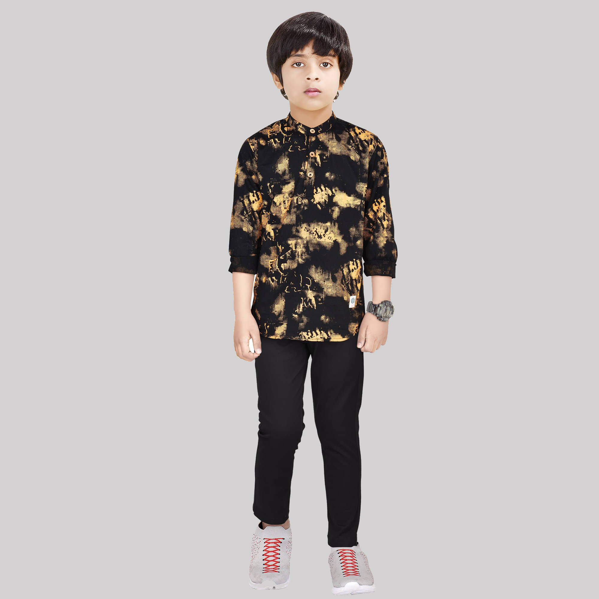     			Made In The Shade Pack of 1 Boys Cotton Shirt & Pants Set ( Black )