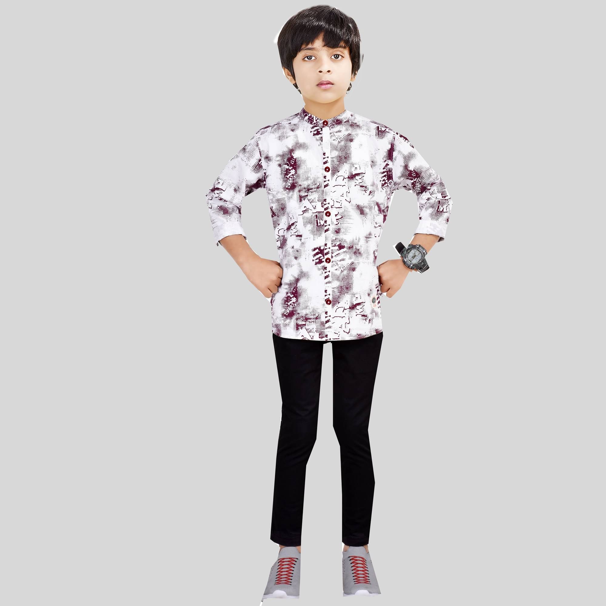     			Made In The Shade Pack of 1 Boys Cotton Shirt & Pants Set ( Maroon )