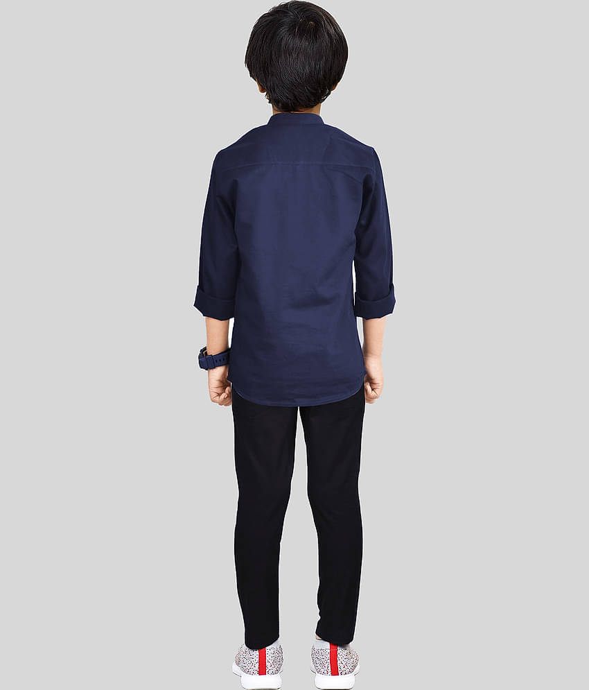 Made In The Shade Pack of 1 Boys Cotton Shirt & Pants Set ( Navy Blue )