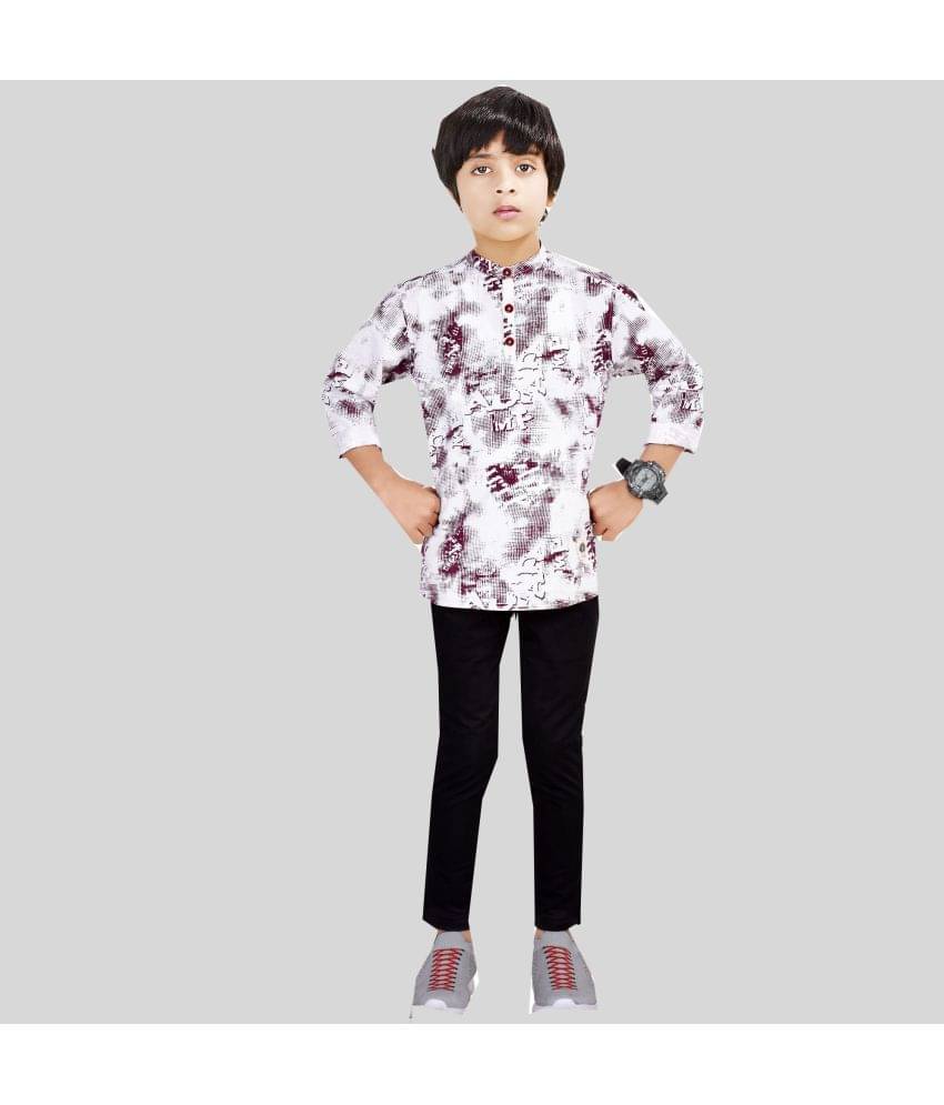     			Made In The Shade Pack of 1 Boys Cotton Shirt & Pants Set ( White )
