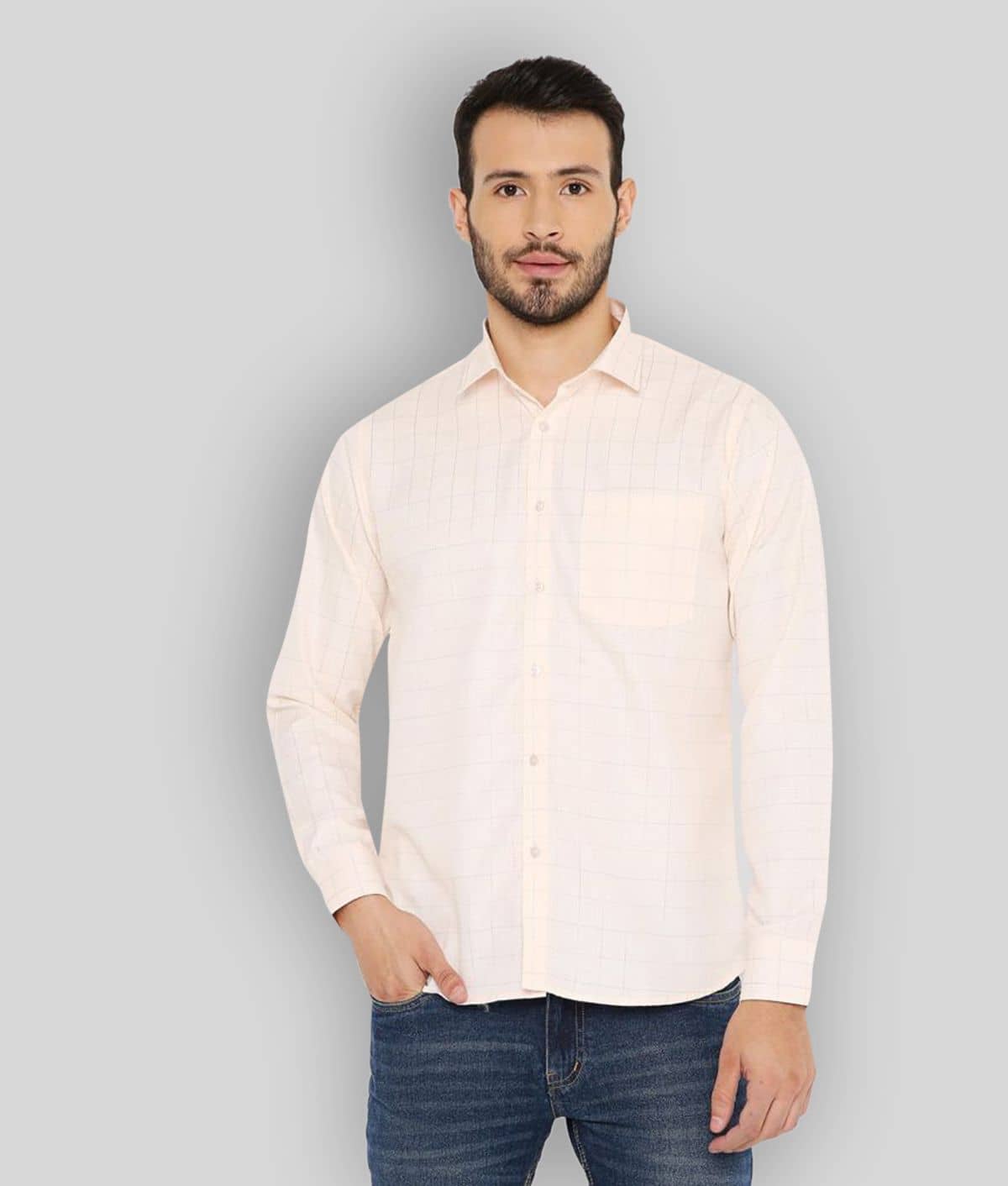 Maharaja - Orange Cotton Blend Slim Fit Men's Formal Shirt ( Pack of 1 )