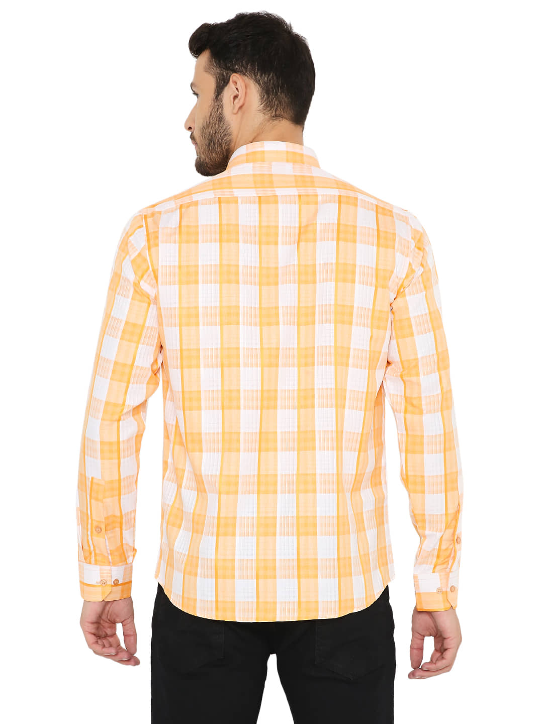 Maharaja - Orange Cotton Blend Slim Fit Men's Formal Shirt ( Pack of 1 )