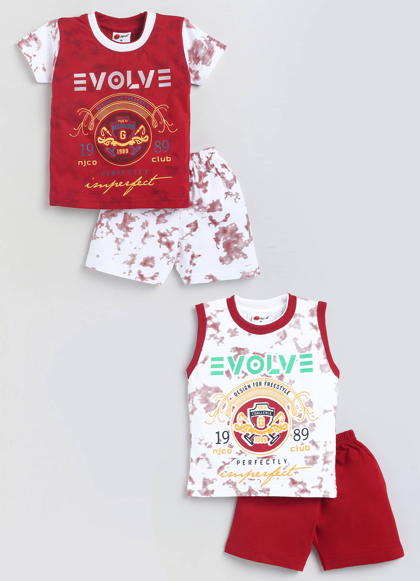 Mars Infiniti Pack of 2 Unisex for Baby Cotton T-Shirt & Shorts ( Maroon ) Mars Infiniti Pack of 2 Unisex for Baby Cotton T-Shirt & Shorts ( Maroon )