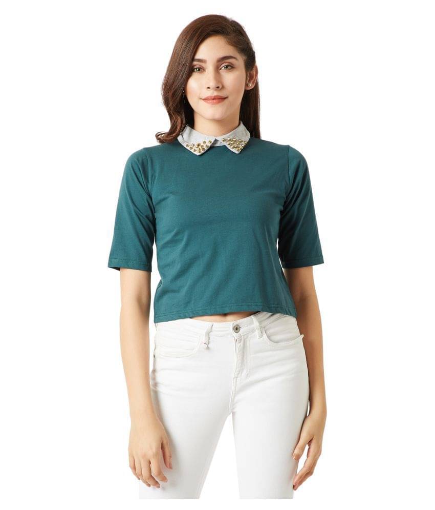     			Miss Chase Women's Cotton Regular Top ( Green )