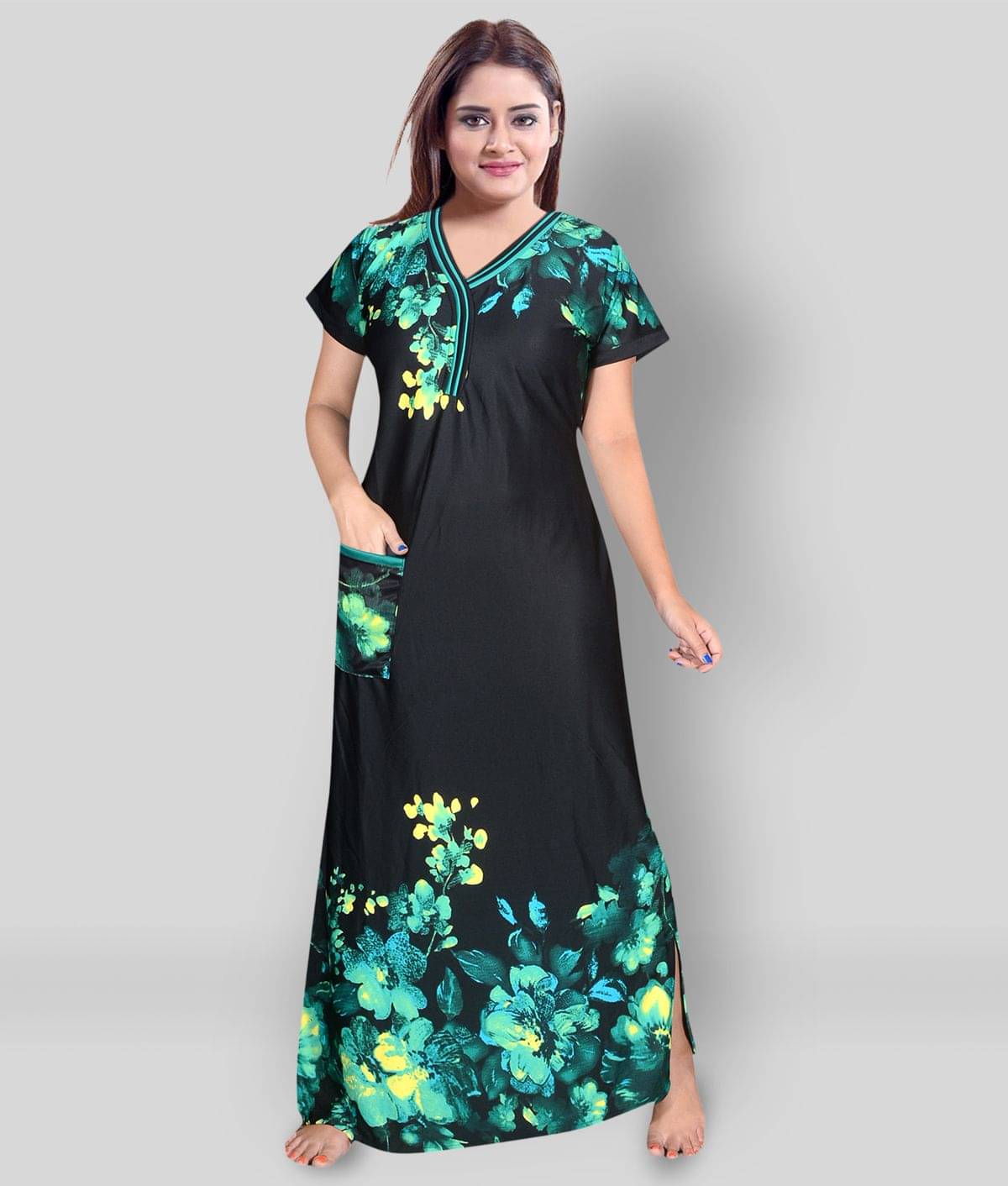     			PURSA - Multicolor Satin Women's Nightwear Nighty & Night Gowns ( Pack of 1 )