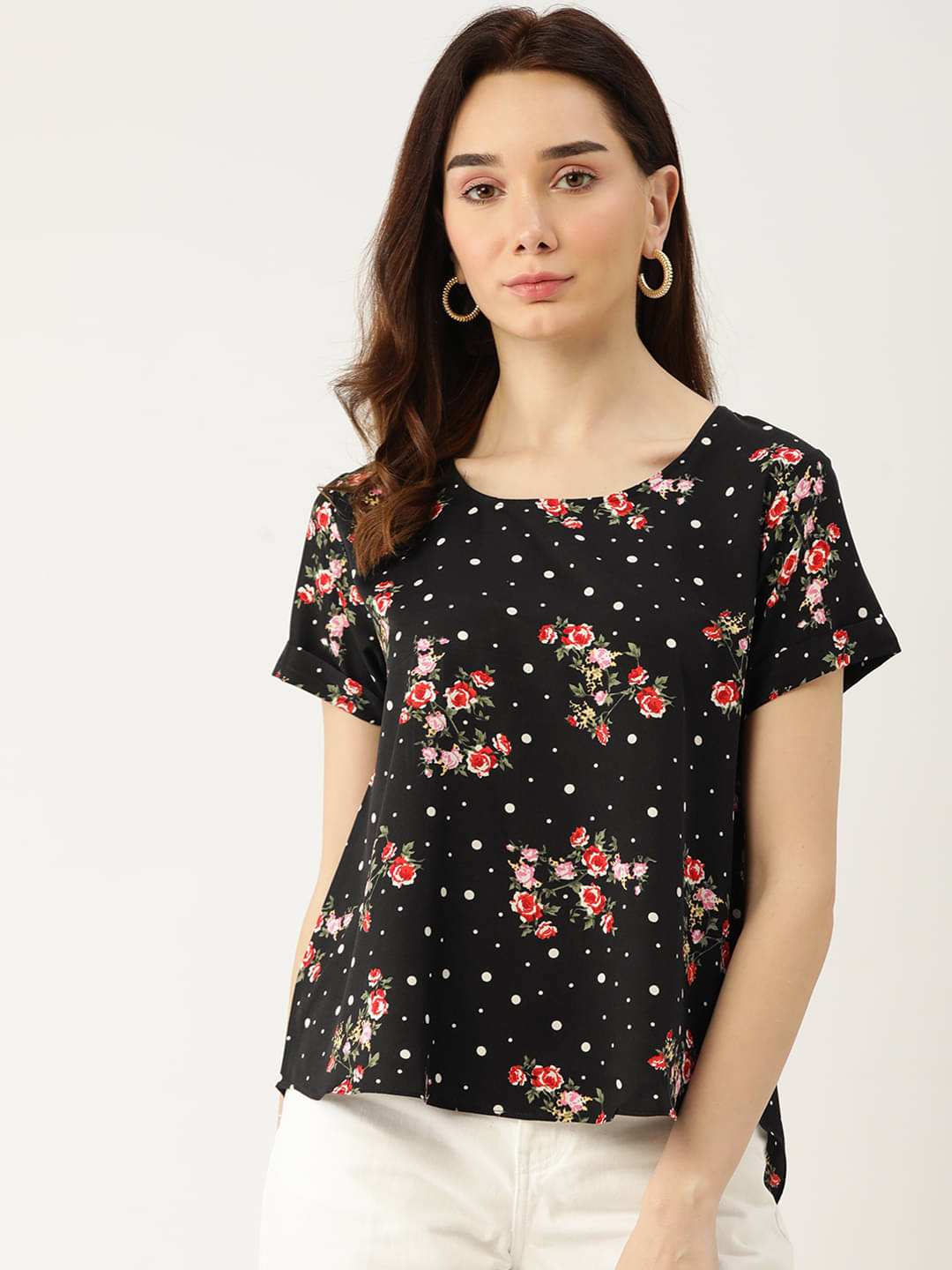 Quinoa Women's Chiffon Regular Top ( Black ) Quinoa Women's Chiffon Regular Top ( Black )