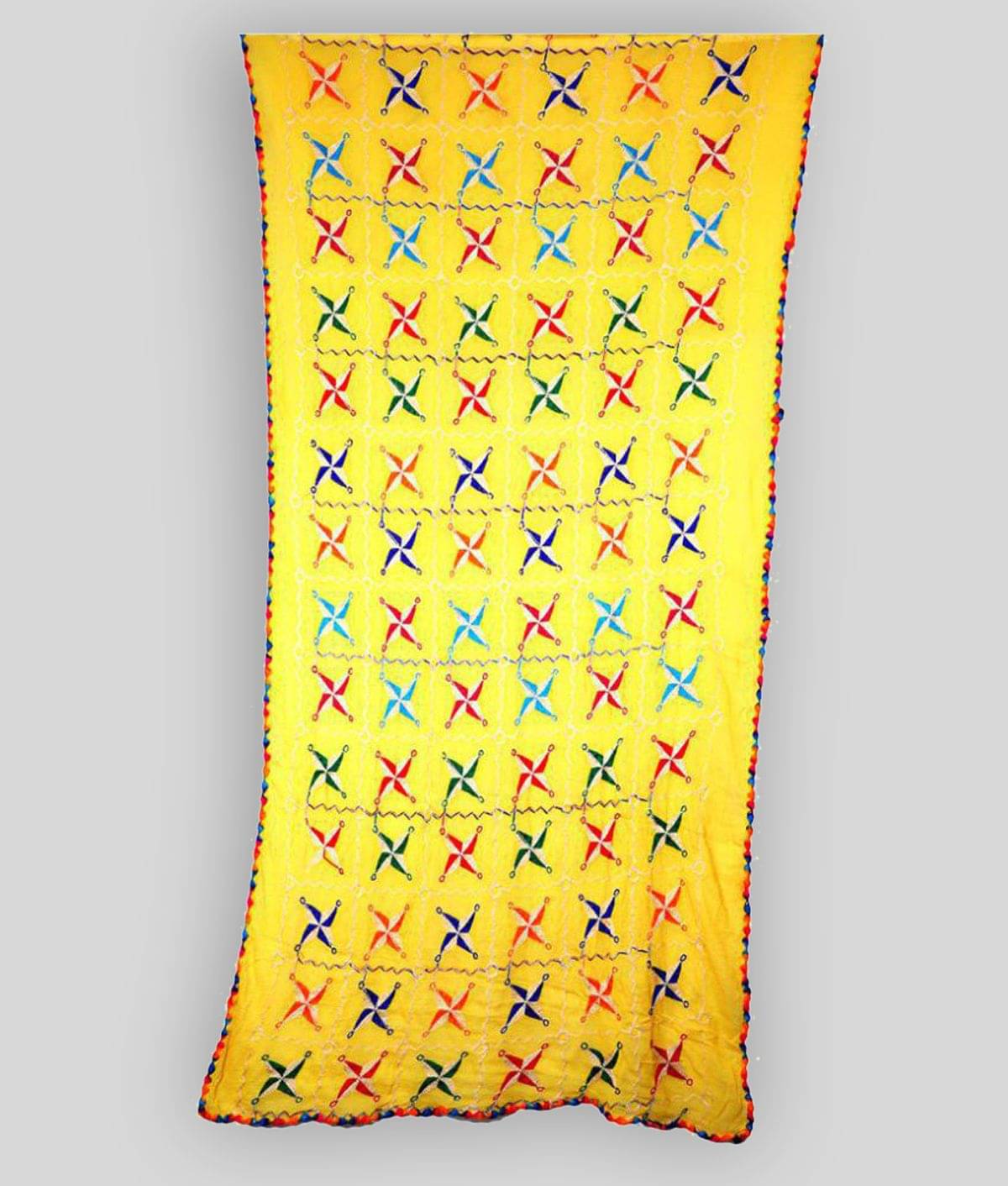 Raj Yellow Chiffon Phulkari Dupatta - Single Raj Yellow Chiffon Phulkari Dupatta - Single