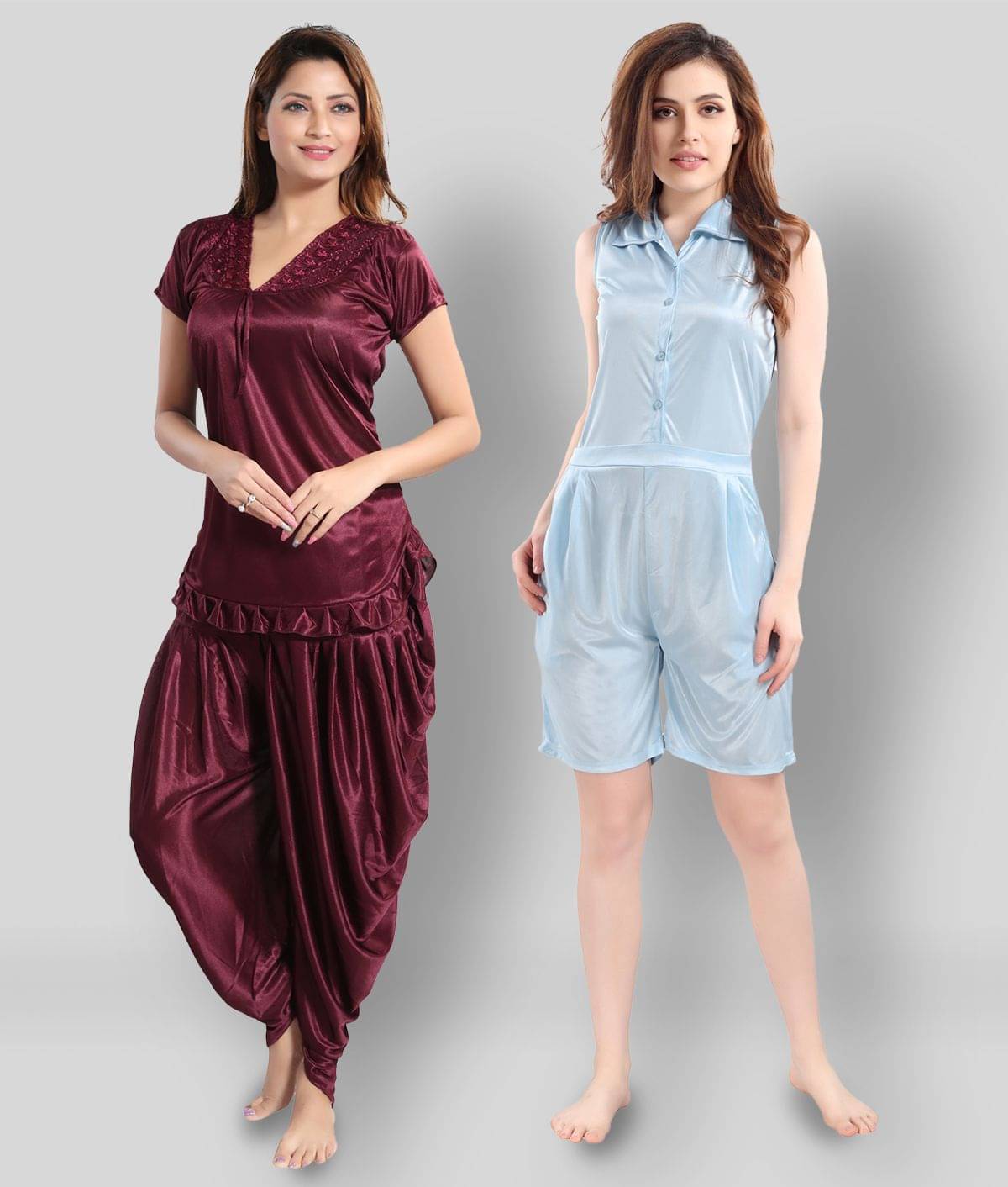     			Romaisa - Multicolor Satin Women's Nightwear Nightsuit Sets ( Pack of 3 )