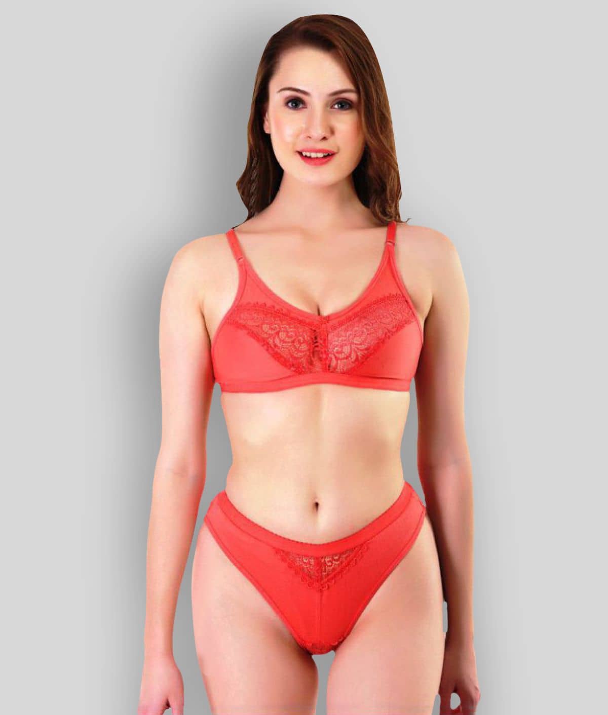 TCG Cotton Lycra Women's Bra & Panty Set ( Pink )