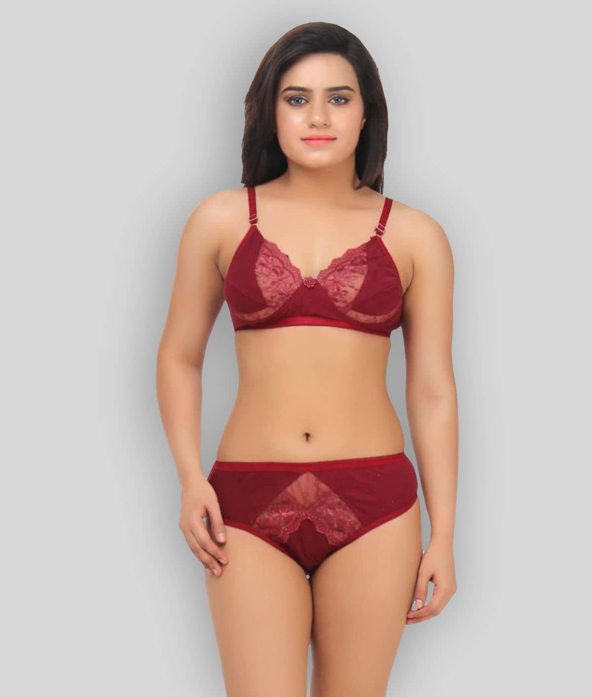 TCG Maroon Lace Bra & Panty Set