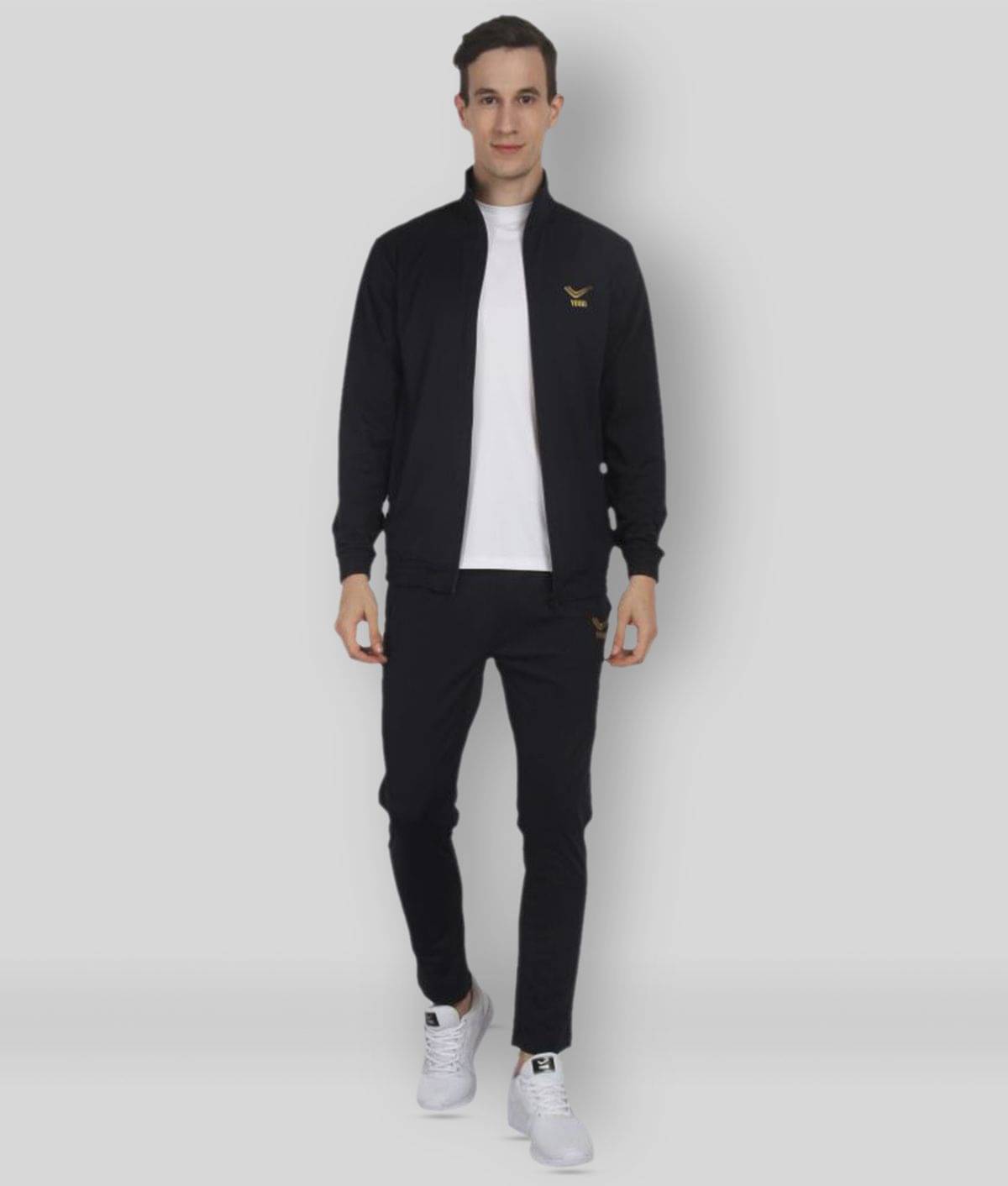     			YUUKI - Black Polyester Regular Fit Solid Men's Sports Tracksuit ( Pack of 1 )