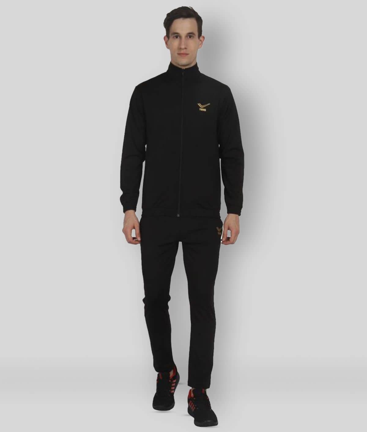 YUUKI - Black Polyester Regular Fit Solid Men's Sports Tracksuit ( Pack of 1 )