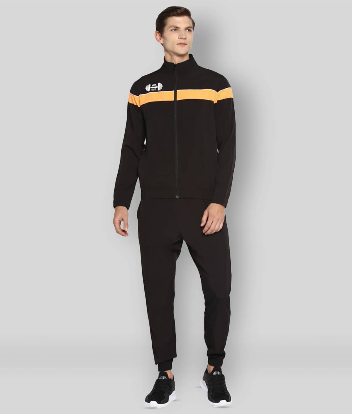 YUUKI - Black Polyester Regular Fit Striped Men's Sports Tracksuit ( Pack of 1 )