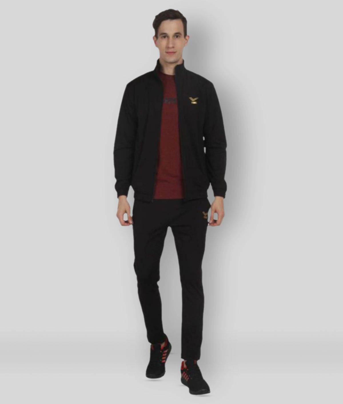 YUUKI - Black Polyester Regular Fit Solid Men's Sports Tracksuit ( Pack of 1 ) YUUKI - Black Polyester Regular Fit Solid Men's Sports Tracksuit ( Pack of 1 )