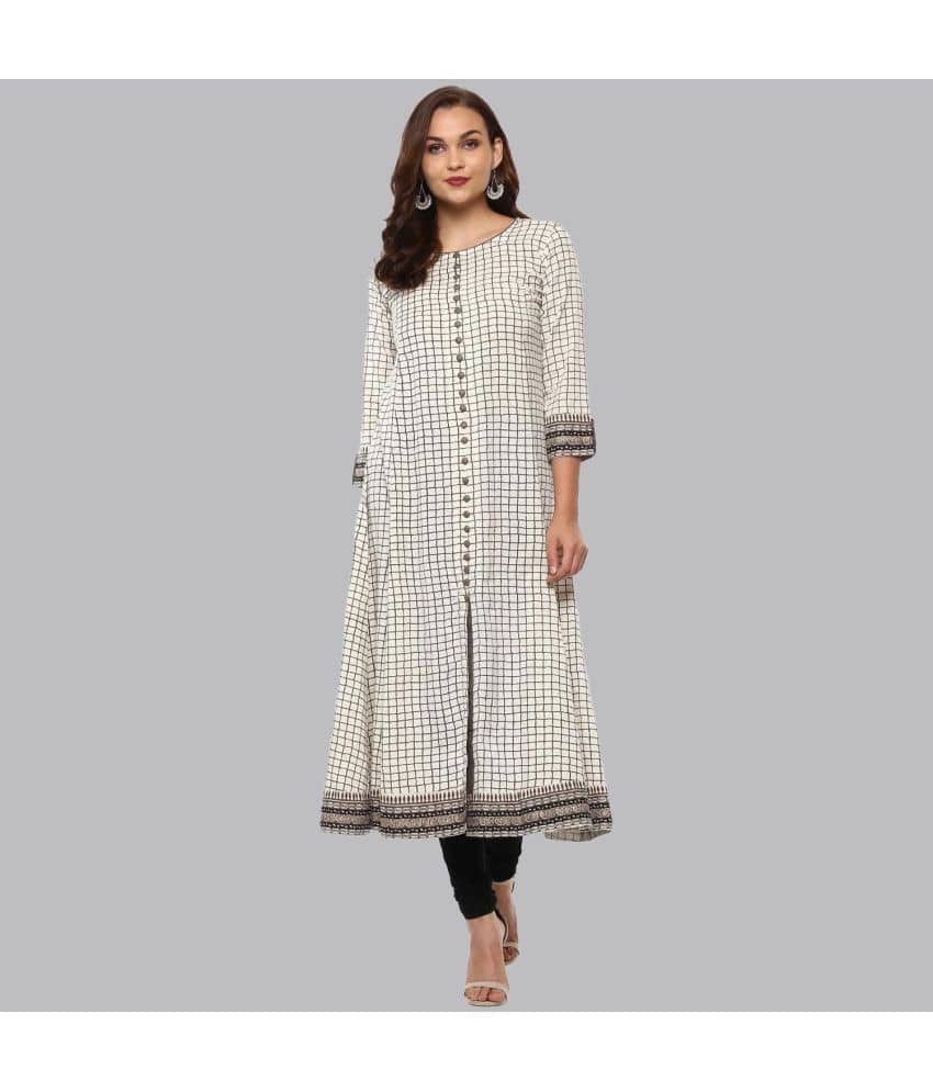 Yash Gallery - White Cotton Women's Flared Kurti ( Pack of 1 ) - Kurtis, Tunics | Buy online on ZillyBuy
