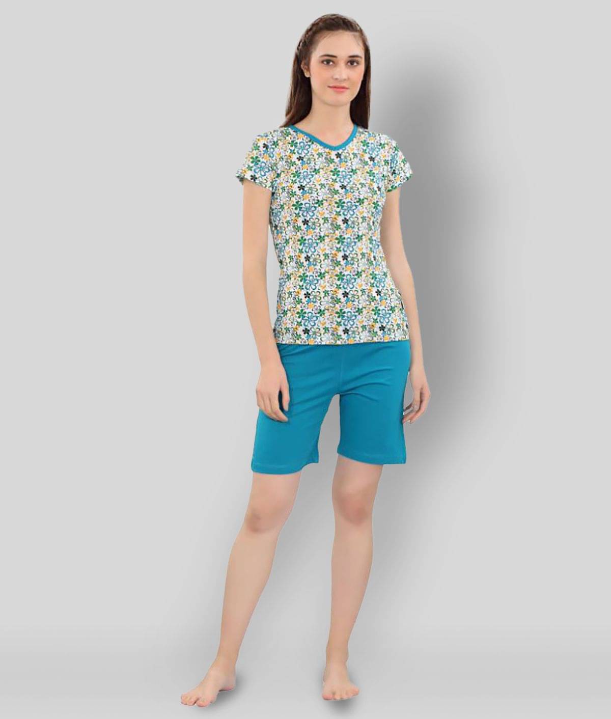     			Zebu - Multicolor Cotton Women's Nightwear Nightsuit Sets ( Pack of 1 )