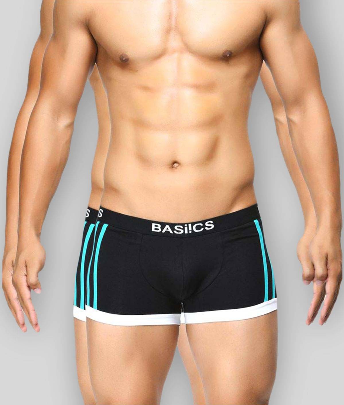 BASIICS By La Intimo Pack of 2 Cotton Blend Trunks For Men's ( Black ) BASIICS By La Intimo Pack of 2 Cotton Blend Trunks For Men's ( Black )