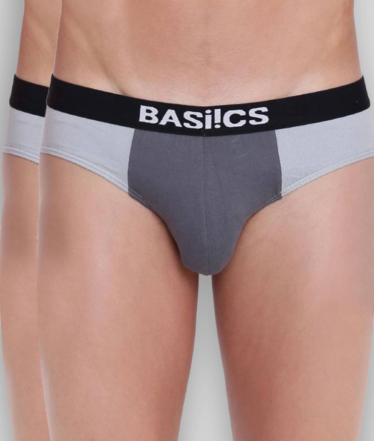 BASIICS By La Intimo Pack of 2 100% Cotton Briefs For Men's ( Light Grey ) BASIICS By La Intimo Pack of 2 100% Cotton Briefs For Men's ( Light Grey )